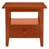 20 Inch Handcrafted Rubberwood Side End Table, 1 Shelf, Rectangular, Honey Brown