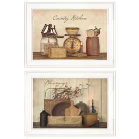 "Candlelight and Flowers" 2-Piece Vignette By Susie Boyer, Ready to Hang Framed Print, White Frame