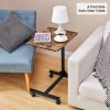 Side End Tables with Rolling Casters; C Shaped Table for Living Room;  Bedroom; Brown