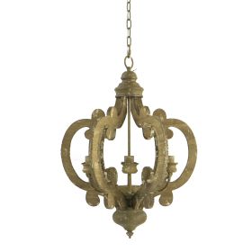 Farmhouse Chandelier, 6-Light Wood Chandelier Pendant Light Fixture with Adjustable Chain for Dining Room Living Room Entryway, Bulb Not Included