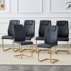 Modern dining chairs with faux leather padded seats, dining room chairs, gold metal leg upholstered chairs, suitable for kitchens, living rooms, bedro