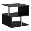 20" Modern End Table, Accent Side Table, S-Shaped Coffee Table with Storage Shelf and Steel Poles, Black