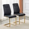 Modern dining chairs with faux leather padded seats, dining room chairs, gold metal leg upholstered chairs, suitable for kitchens, living rooms, bedro