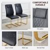 Modern dining chairs with faux leather padded seats, dining room chairs, gold metal leg upholstered chairs, suitable for kitchens, living rooms, bedro