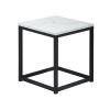 White Marble Print End Table/Side Table/Night Stand, Upgrade Version with Metal Frame Box