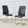 Modern dining chairs with faux leather padded seats, dining room chairs, gold metal leg upholstered chairs, suitable for kitchens, living rooms, bedro