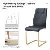 Modern dining chairs with faux leather padded seats, dining room chairs, gold metal leg upholstered chairs, suitable for kitchens, living rooms, bedro