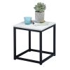 White Marble Print End Table/Side Table/Night Stand, Upgrade Version with Metal Frame Box