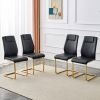 Modern dining chairs with faux leather padded seats, dining room chairs, gold metal leg upholstered chairs, suitable for kitchens, living rooms, bedro