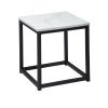 White Marble Print End Table/Side Table/Night Stand, Upgrade Version with Metal Frame Box