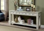 Sofa Table Antique White Rustic Solid wood Storage Table Open Shelf Bottom Living Room 1pc Side Table.