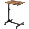 Side End Tables with Rolling Casters; C Shaped Table for Living Room;  Bedroom; Brown