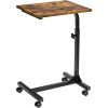 Side End Tables with Rolling Casters; C Shaped Table for Living Room;  Bedroom; Brown