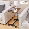 Side End Tables with Rolling Casters; C Shaped Table for Living Room;  Bedroom; Brown