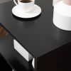 20" Modern End Table, Accent Side Table, S-Shaped Coffee Table with Storage Shelf and Steel Poles, Black