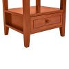 20 Inch Handcrafted Rubberwood Side End Table, 1 Shelf, Rectangular, Honey Brown