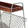 25 Inch Rectangular Metal Frame Side Table, Magazine Rack, Mango Wood Tray Top, Brown, Pewter Gray