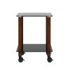 1-Piece Black + Walnut Side Table ; 2-Tier Space End Table ; Modern Night Stand; Sofa table; Side Table with Storage Shelve