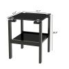 Black Glass Clear Side&End Table, 2-Tier Space End Table , Corner Table