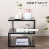 20" Modern End Table, Accent Side Table, S-Shaped Coffee Table with Storage Shelf and Steel Poles, Black