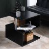 20" Modern End Table, Accent Side Table, S-Shaped Coffee Table with Storage Shelf and Steel Poles, Black