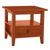 20 Inch Handcrafted Rubberwood Side End Table, 1 Shelf, Rectangular, Honey Brown