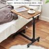 Side End Tables with Rolling Casters; C Shaped Table for Living Room;  Bedroom; Brown