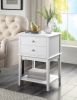 conifferism White Nightstand 2 Drawers 28 inches Tall for Bedroom,Wood Sofa Side Table with Storage Shelf,Large End Tables,Modern Bedside Table for Ho