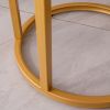 Modern C-shaped end/side table,Golden metal frame with round marble color top-15.75"