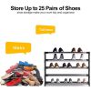 Shoe Rack 5 Tiers Large Organizer for 25 Pairs Adjustable Fabric Shoe Storage Cabinet, Gray