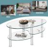 Tempered Glass Oval Side Coffee Table