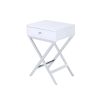 Coleen Side Table; White & Chrome