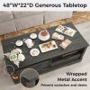 Modern Dark Gray Wood Small Living Room Tables End Side Storage Coffee Table With Storage Barn Door Living Room