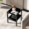 Black Glass Clear Side&End Table, 2-Tier Space End Table , Corner Table