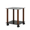 1-Piece Black + Walnut Side Table ; 2-Tier Space End Table ; Modern Night Stand; Sofa table; Side Table with Storage Shelve