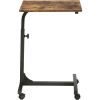 Side End Tables with Rolling Casters; C Shaped Table for Living Room;  Bedroom; Brown