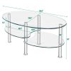 Tempered Glass Oval Side Coffee Table