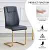 Modern dining chairs with faux leather padded seats, dining room chairs, gold metal leg upholstered chairs, suitable for kitchens, living rooms, bedro