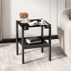 Black Glass Clear Side&End Table, 2-Tier Space End Table , Corner Table