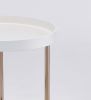 21.75" White Edie Mid-Century Lipped Edge Side Table w/ Copper Legs