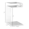 2-Tier Acrylic Side Table, Modern S-Shaped End Table for Small Spaces, Home Decor Display, 14.25" x 16.25" x 23", Clear