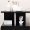 20" Modern End Table, Accent Side Table, S-Shaped Coffee Table with Storage Shelf and Steel Poles, Black