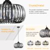 Modern Oblate Black Crystal Chandelier Fixture; Ceiling Pendant light for Living Room; Bedroom; Kitchen; Dining Room; Hallway; Adjustable Color Temper