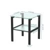 Set of 2, Glass two layer tea table, small round table, bedroom corner table, living room side table, Transparent