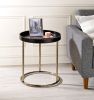 21.75" Espresso Edie Mid-Century Lipped Edge Side Table w/ Copper Legs