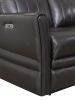 Luxury Power Reclining Sofa Recliner in Dark Brown Top-Grain Leather - Ultimate Comfort with Power Leg Rest and Articulating Headrest - Elegant and Re