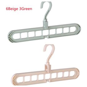 Clothes Hanger Plastic Storage Hanger Hanger Hook (Option: 6Beige 3Green-9pc set)