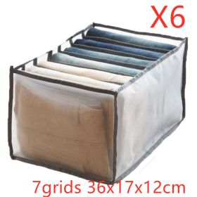 Underwear Storage Box Non-woven Fabric (Option: 6pcs Grey-7grids 36x17x12cm)