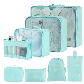 Home Fashion Simple Solid Color Storage Bag (Option: Lake Blue-8Set)