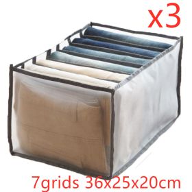 Underwear Storage Box Non-woven Fabric (Option: 3pcs Grey-7grids 36x25x20cm)